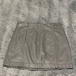Gray Leather Mini Skirt